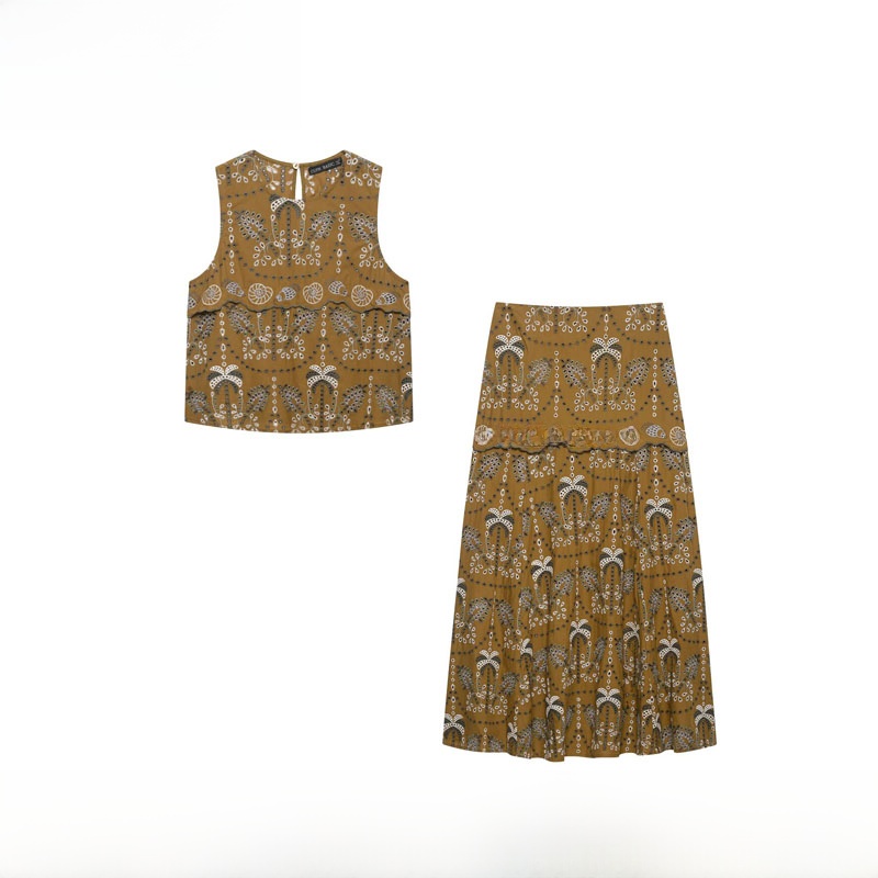 Midi Skirt Floral - Conjunto de Moda Femenina Primavera Verano